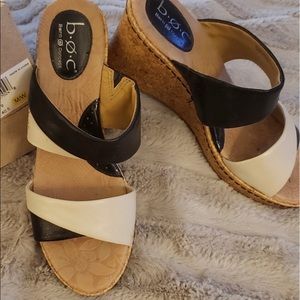 B.o.c Cork wedge black and white size 6